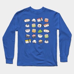 Happy kawaii sushi pattern Long Sleeve T-Shirt